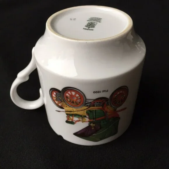 Bavaria Schumann Arzberg Germany Fiat 1899 Car Dion Bouton Coffee Mug Cup Vtg - Picture 11 of 12